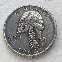 Rare Antique USA United States 1964 Washington Quarter Dollar Skull Zombie Skele - £22.37 GBP