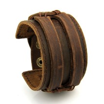 Vintage Punk Retro Multilayer Leather Bracelet Male Fashion Braided Handmade Rop - £13.26 GBP
