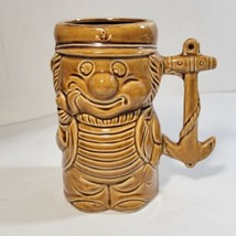 Tiki Mug Original Sailor With Pipe Anchor Handle Brown Ceramic Japan - £12.69 GBP