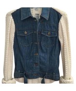 Cache Blue Denim Ivory Body Wool Blend Cream Knit Sleeve Top Jacket NWT ... - £56.23 GBP