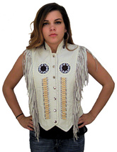 Exclusive Old American Style Handmade Bone, Fringed Vest Cowgirl Western Wear - £55.68 GBP+