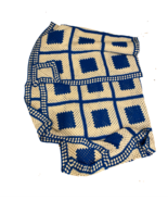 Vtg 60s Mid Century Modern MCM Square Hand Crochet Blanket Bedspread Kin... - €382,36 EUR