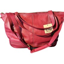 Red Leather The Sak Large Shoulder Crossbody Bag With Zipper Closure NWT - $59.39