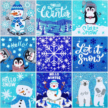 9 Pcs Christmas Winter 5D Diamond Painting Kits 5D Drill round Crystal R... - £19.63 GBP