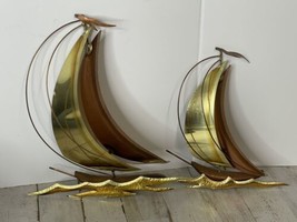 Vintage 3D Copper Brass Sail Boat Wall Hanging Coastal Décor Jere Style MCM Mod - £19.08 GBP