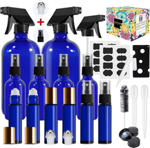 Glass Spray Bottles Set - Refillable Blue Bottle Mixing Kits Is Great fo... - £18.87 GBP