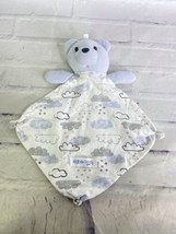 Max &amp; Olivia Mini Teddy Bear Lovey Security Blanket Clouds Stars Blue White Gray - £40.88 GBP