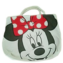 Disney Canvas Tote Zippered White Bag Minnie Mouse Front Back Rope Handles - £15.65 GBP