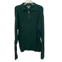 Guess Jeans Vintage Hunter Green Cotton Rib Knit 1/4 zip Sweater Mens XX... - $22.00