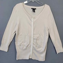 Audrey Grace Women Sweater Size S Tan Cardigan Classic Button V-Neck Long Sleeve - £6.72 GBP