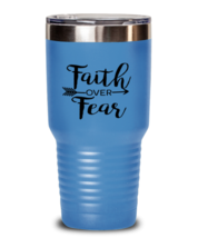 Religious Tumbler Faith Over Fear, Jesus, Christian LtBlue-T-30oz  - £24.19 GBP
