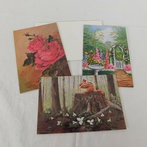 Spring Themed Blank Note Cards Lot of 3 Gift Shoppe Rose Garden Chipmunk Forest - £3.24 GBP