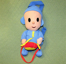 Pocoyo Plush Backpack Blue Boy w/DRUM Stuffed Animal Doll Adjustable Straps Rare - £24.71 GBP