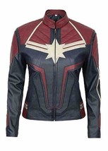 Women&#39;s Captain Marvel Brie Larson Marvel Costume Leather Jacket - £55.05 GBP