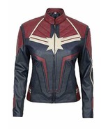 Women&#39;s Captain Marvel Brie Larson Marvel Costume Leather Jacket - £55.93 GBP