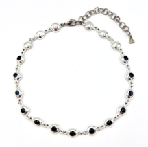 Vintage Liz Claiborne Signed LCi Silver Tone Black Enamel Necklace - $17.82