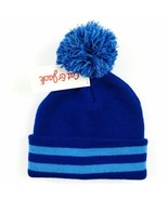 Cat &amp; Jack ~ Pom Knit Beanie Hat ~ One Size Boys ~ 2 Shades Blue ~ Strip... - $21.05 CAD