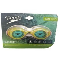 Speedo Glide Print Swimming Goggles Flex Fit Anti Fog Pool Yellow Kids New - £6.61 GBP