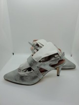 MIDNIGHT VELVET Women&#39;s Slingback Heels Size 10 M Distressed Silver Faux... - £19.78 GBP