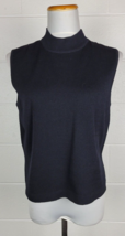 Vtg St. John Basics Black Sleeveless Mock Neck Knit Top USA Medium - £31.11 GBP