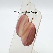 Mother of Pearl Earrings in Mauve with Bronze Hooks, Hand Made  image 2