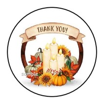30 Thank You Fall Autumn Envelope Seals Labels Stickers 1.5&quot; Round Pumpkins - £6.08 GBP