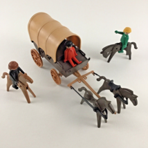 Playmobil Covered Wagon Western Town Playset Figures Horses Lot Vintage 1976 - £38.89 GBP