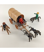 Playmobil Covered Wagon Western Town Playset Figures Horses Lot Vintage ... - £38.72 GBP