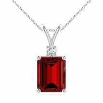 ANGARA Lab-Grown Ruby Solitaire Pendant with Diamond in Silver (10x8mm,4 Ct) - £837.89 GBP