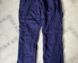 C &amp; C California Med 100% Linen Navy Blue Pants Elastic Waist Belt Loops... - $23.15