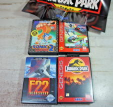 Lot Sega Genesis Games Jurassic Park Sonic 2 Triple Score F22 Intercepto... - £39.53 GBP