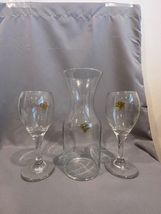 Wine Set for Two, 1 Carafe &amp; 2 Wine Glasses Wedding Gift Glasses Carafe-... - $15.84
