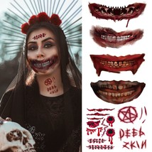 55 Sheets Scary Halloween Costumes Accessories Temporary Tattoos Fake Bl... - £13.36 GBP