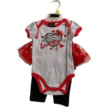 New DDG Darlings Infant Baby Girl Size 3 6  months Red 2 pc set Short Sl... - $7.61