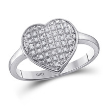 10k White Gold Womens Round Diamond Heart Cluster Ring 1/4 Cttw - £467.05 GBP