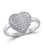 10k White Gold Womens Round Diamond Heart Cluster Ring 1/4 Cttw - £465.54 GBP