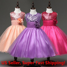 NEW Wedding Flower Girls Sequined Dress Kids Tutu Skirt Formal Dress up - £15.96 GBP