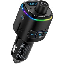 Bluetooth Fm Transmitter For Car, 7 Color Led Backlit Bluetooth Car Adapter With - £16.02 GBP