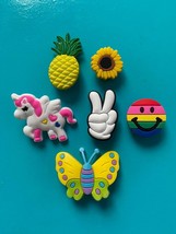 6 Butterfly Pineapple Sun Flower Shoe Charm Button Accessorie Compatible... - $12.86