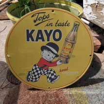 Vintage 1933 Kayo Real Chocolate Flavor Drink Porcelain Gas &amp; Oil Pump Sign - £97.78 GBP