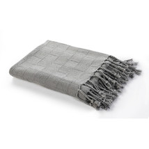 Gray Woven Cotton Solid Color Throw Blanket - £33.38 GBP