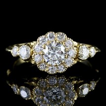1.40Ct Simulated Diamond  Engagement Ring Set 14k Yellow Gold Plated Silver - £76.28 GBP