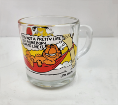 Vintage 1978 McDonalds Garfield Odie Glass Coffee Cup Mug It&#39;s Not a Pretty Life - £5.47 GBP