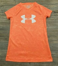 Under Armour T Shirt Youth Unisex Small Heat Gear Heather Orange Poly #1287752 - £7.00 GBP