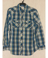 EXCELLENT MENS OLD NAVY LONG SLEEVE PEARL SNAP BLUE PLAID SHIRT SIZE L - €21,88 EUR