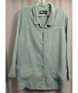 Nita Ideas Sage Green Jacket Button-Down Linen? Pockets Unlined Size Large - $13.72