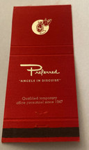 Vintage Matchbook Cover Matchcover Preferred Temporary Office Personnel - £1.12 GBP