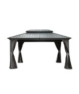 10&#39;x12&#39; Hardtop Aluminum Gazebo: Steel Roof, Curtains &amp; Netting - $1,857.26 CAD