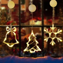 Lighted Christmas Window Decorations Silhouette Hanging LED Holiday Xmas 3 Piece - £38.61 GBP