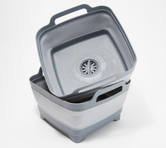 Set of 2 Collapsible Dish Drainers with Removable Drain in Grey - £30.99 GBP